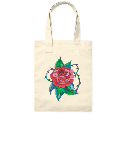 Tote bag avec dessin de rose